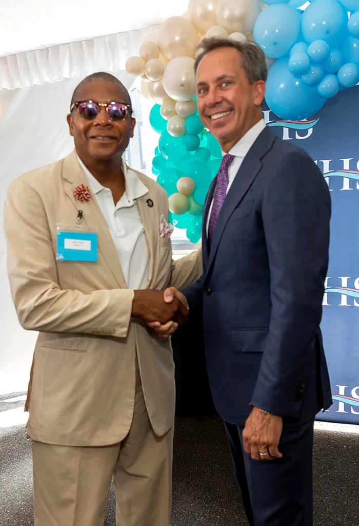 Donald T. Morrish, MD, MMM, Chief Executive Officer at EHS (right) is pictured with NYS Sen. James Sanders, Jr.
