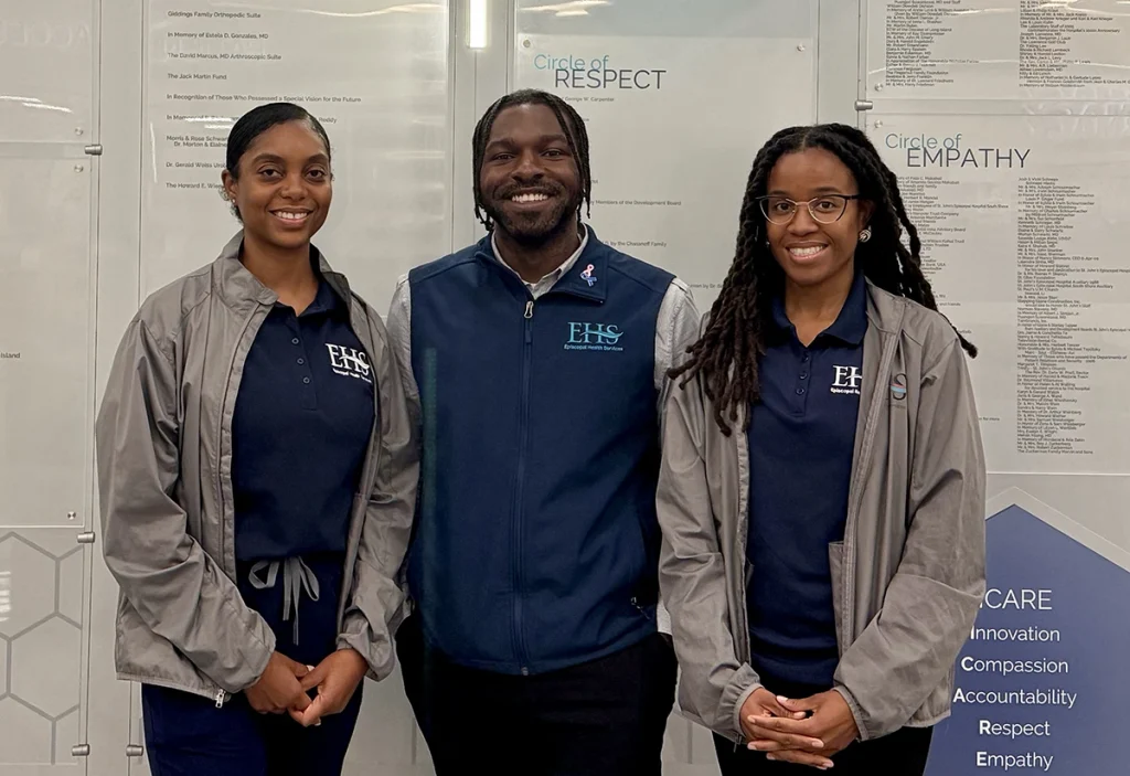 Episcopal Health Services team members (from left) Latoya Maragh, MS, MPH, RN, Public Health Nurse; Kavon Lee, Social Impact Manager; and Nicole Smith, RD, CDN, Nutritionist are supporting the launch of the EHS’s Food As Medicine Program.