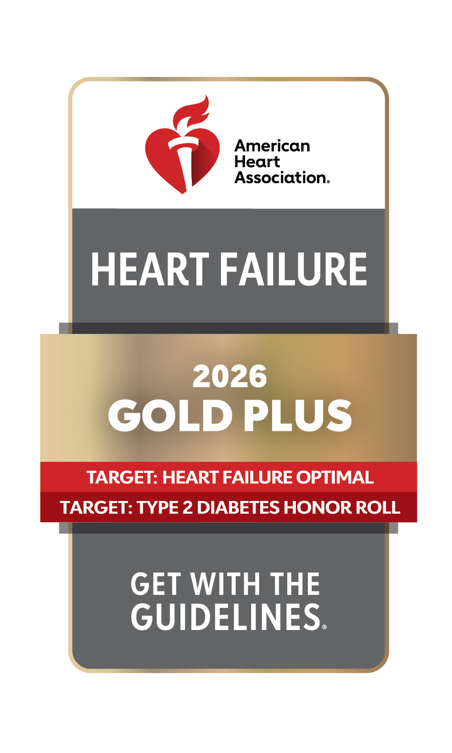 American Heart Association 2026 Gold Plus Rating for Heart Failure Treatment